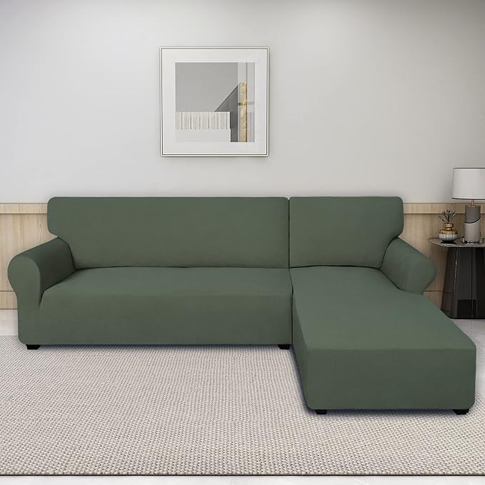 PureFit Stretch Sectional Couch Covers 2 pcs Non Slip L Shape Sofa Cover - Image 2