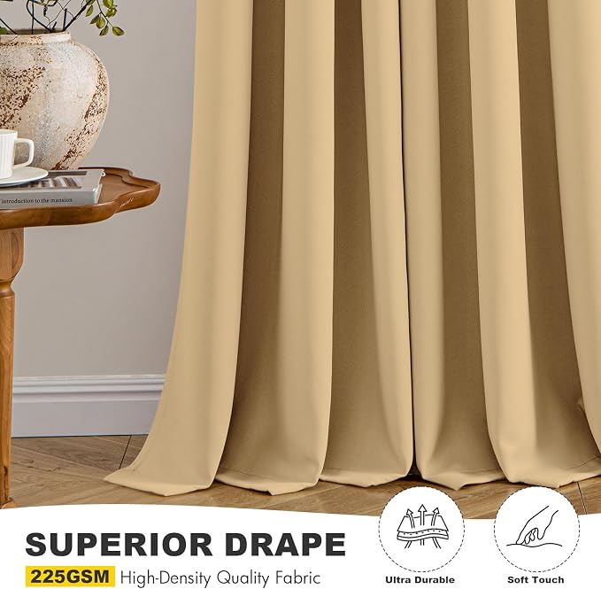 MIULEE Blackout Curtains for Bedroom 2 Panels 40 x 45 Inch Long Gold | Thermal - Image 5