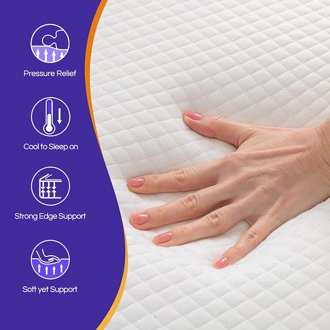 PayLessHere 5 Inch Twin XL Gel Memory Foam Mattress Fiberglass Free/CertiPUR-US Certified/Bed-in-a-Box/Cool Sleep & Comfy Support