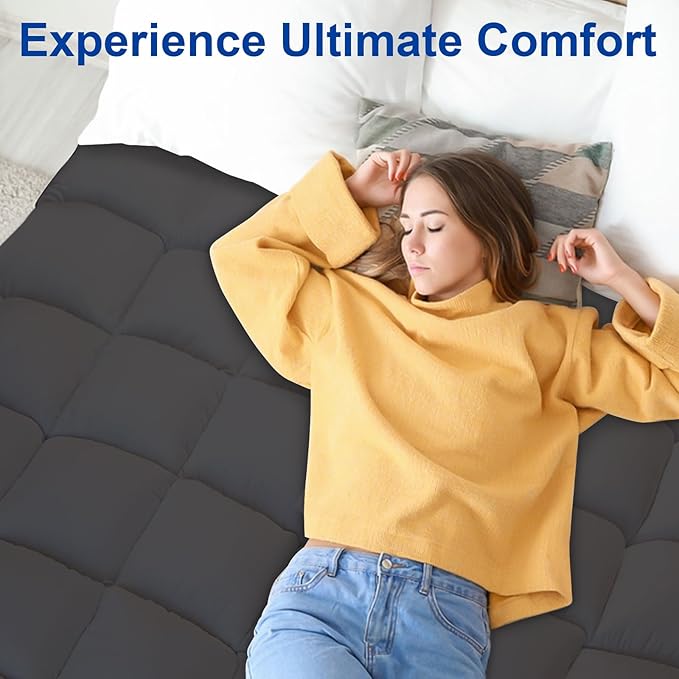 KAYFIA Full Mattress Topper, Extra Thick Mattress Pad Cover for Deep Sleep,3D+7D Snow Down Alternative Fill Overfilled Plush Pillow Top with 8-23 Inch Deep Pocket-Gray