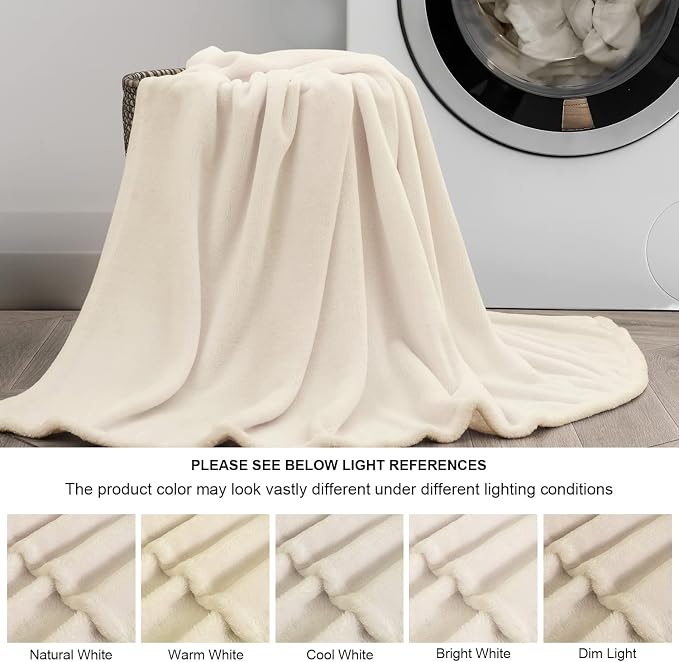 BEDELITE Fleece Blanket Soft Plush Twin Size Blanket Beige 60"x80" | Ultra Soft - Image 3