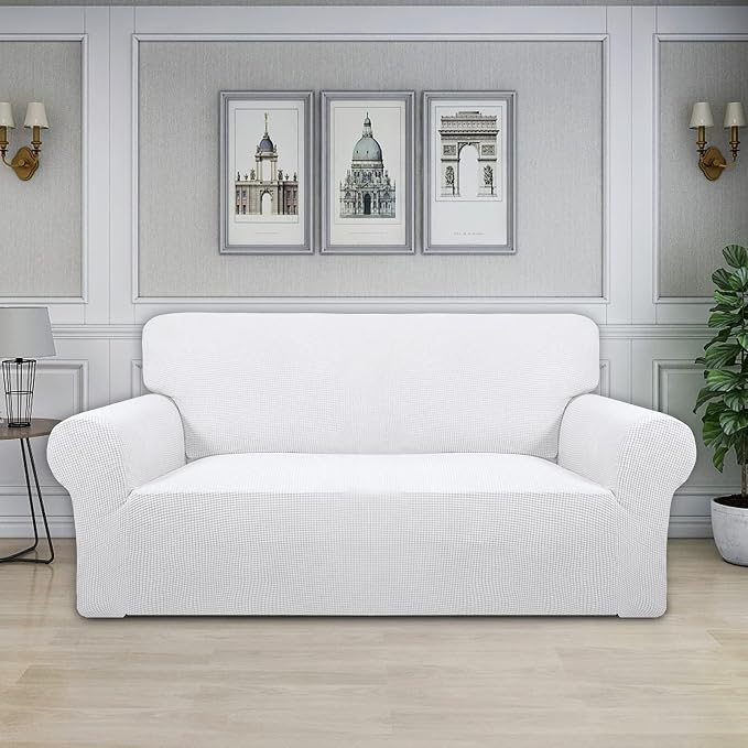 Easy-Going Stretch Oversized Loveseat Couch Covers Washable Snow White | - Image 2