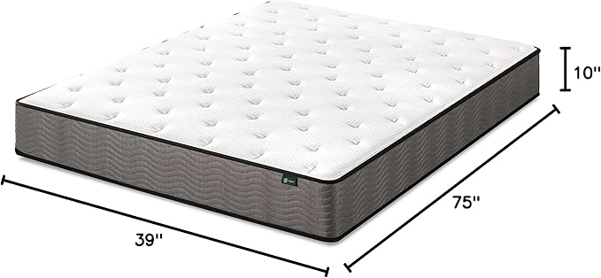 ZINUS 10 Inch Support Plus Pocket Spring Hybrid Mattress, Twin, Strong Coils for Durable Support, Pocket Innersprings for Motion Isolation, Mattress in A Box