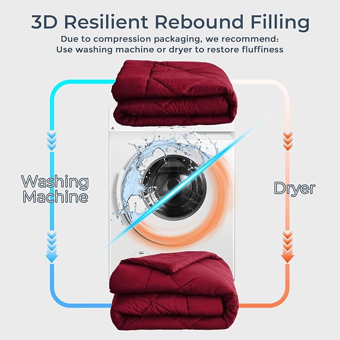 HEVUMYI Red Twin-XL Comforter Set - 5-Piece All Season Bed in a Bag Twin-XL, Ultra Soft Bedding Set with Comforter, Flat Sheet, Fitted Sheet, Pillowcases, Pillow Shams