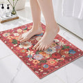Floral Entry Rug Small Red Door Mat 24x17Inch by WelcometoBabovid