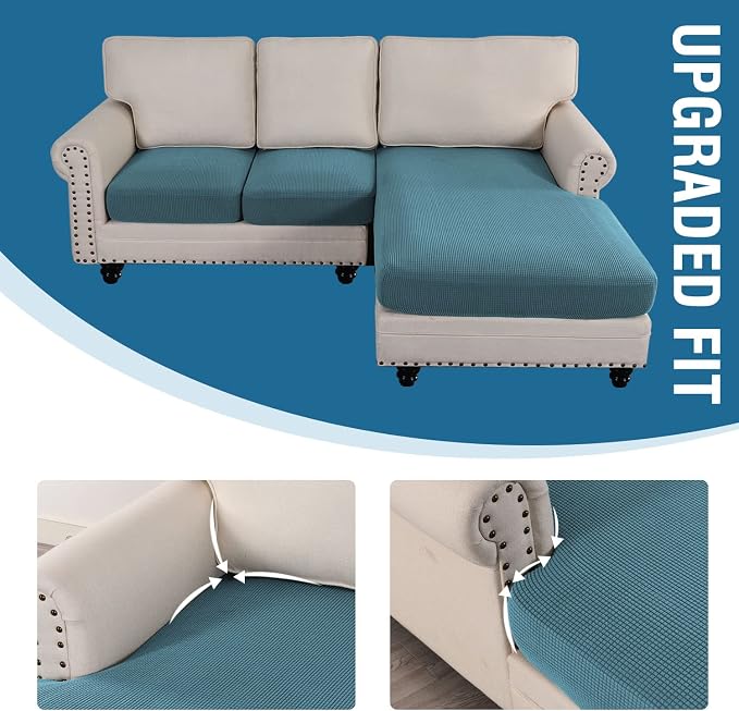 H.VERSAILTEX Sectional Couch Covers 3 Pieces Sofa Seat Cushion Covers L Shape - Image 7