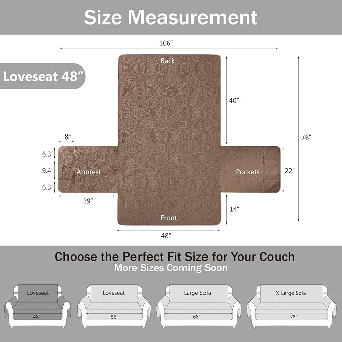 Toffee Loveseat Covers for 2 Cushion Couch, Water-Repellent Covers for Love - Image 6
