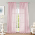 Extra Long Blush Sheer Curtains 96 Inches Long 2 Panels Set, Soft Lightweight by OWENIE