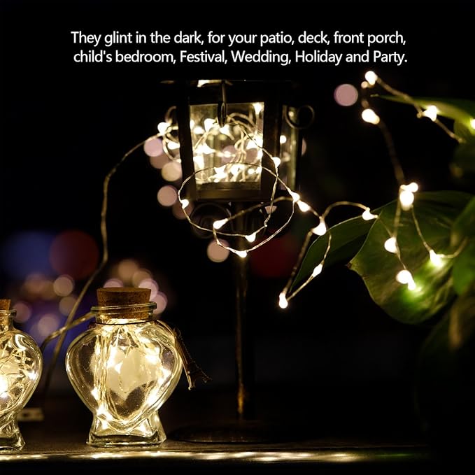 [12-Pack]String Lights Led Fairy Battery Starry String Lights 20 Tiny Lights On 3.5Ft Silver Wire For DIY Wedding Centerpiece, Mason Jar Craft, Christmas Tree, Garlands, Party Decoration (warm white)