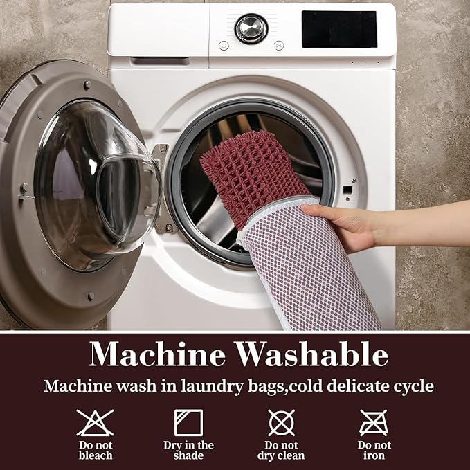 RESARE Waffle Bathroom Runner Rugs, Non Slip Boho Bath Mat 24"x48" Dark Red | - Image 6
