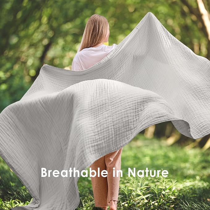 EMME Muslin Blankets for Adults Throw Blanket for Couch Breathable Gauze Soft - Image 5