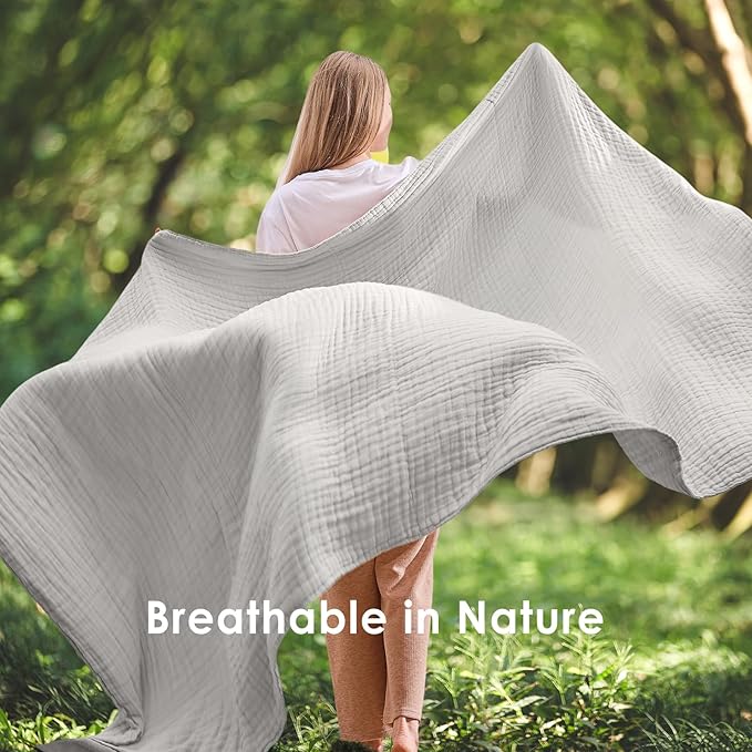 EMME Muslin Blankets for Adults Throw Blanket for Couch Breathable Gauze Soft - Image 5
