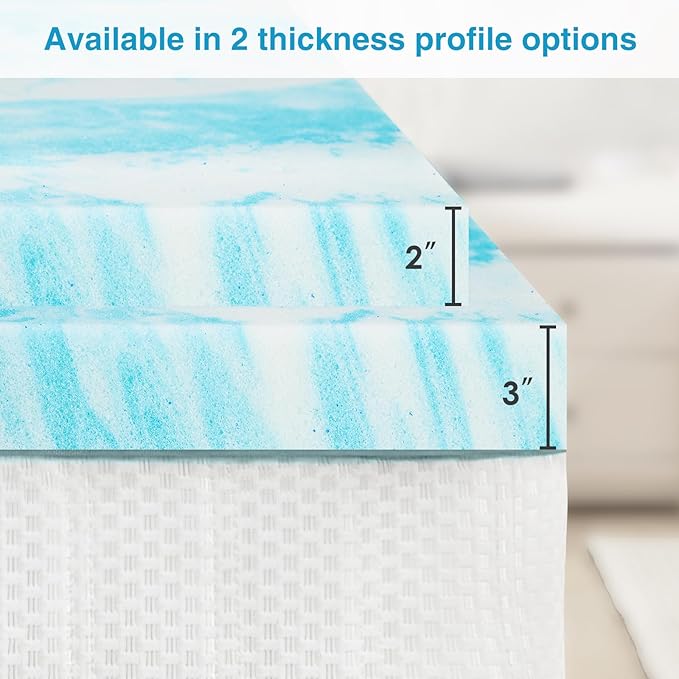 Mattress Topper, Queen Size Cooling Memory Foam Bed Toppers, 3 Inch Soft Mattress Pads for Sleeper Sofa, RV, Camper, CertiPUR-US Certified