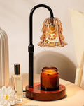 Small Candle Warmer Lamp with Timer, Adjustable Flower Lamp Warmer for Jar Candles, Unique Women Gifts for Birthday, Dimmable Candle Heater, Christmas Gifts, Cute Wax Warming Light with Wood Base