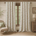 Boho Floral 100% Blackout Curtains 96 Inch 2 Panels Linen Texture | Farmhouse by Unknown