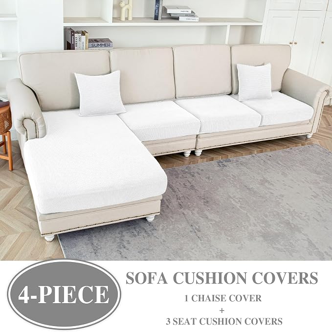 LA MEACK Couch Cushion Covers for Sectional Sofa L Shape Washable Separate Seat - Image 2