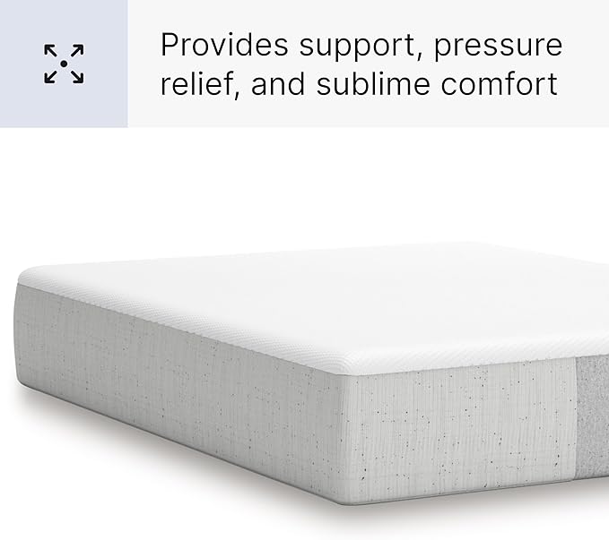 Signature Design by Ashley Full Size Cool Max 12 Inch Medium Plush Cooling Gel Infused Memory Foam Mattress for Pressure Relief, Fiberglass Free, Mattress in A Box