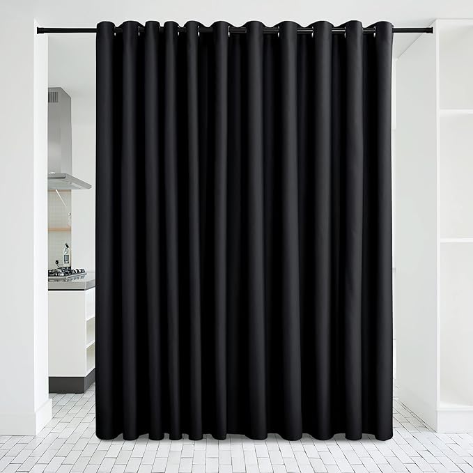 NICETOWN Closet Door Heavy Curtain, Room Dividers Shade Screens Partitions, Extra Large Space Partition Blackout Drape, Screen Dividers for Rooms (1 Pack, 20ft Wide x 9ft Long, Black)