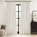MIULEE Beige White Pinch Pleated 100% Blackout Linen Curtains 40x96 Inches | by MIULEE