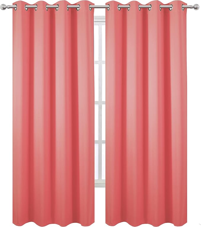 Blackout Curtains 66 x 84 inch/Coral Curtains Set of 2 Panels/Thermal Insulated - Image 2