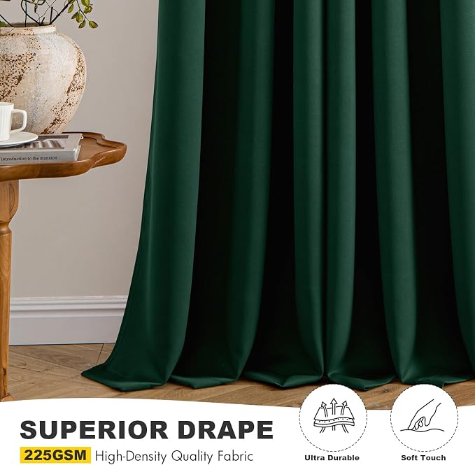 MIULEE Blackout Curtains for Bedroom 2 Panel 40 x 63 Inch Long Hunter Green | - Image 5