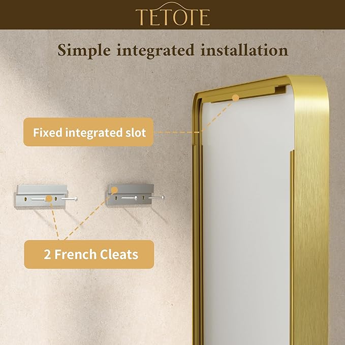 TETOTE Gold Mirror Bathroom 24 x 36 Brushed Gold Metal Framed Vanity Mirror, Tempered Glass, Modern Farmhouse Wall Mounted Mirrors for Decorative(Horizontal/Vertical)
