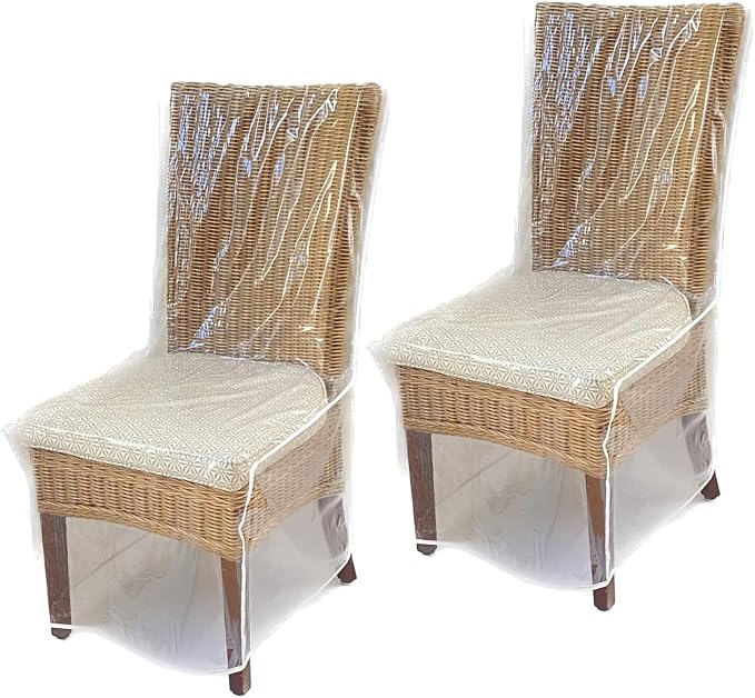 Evelots 2-Pack Clear PVC Dining Chair Covers, Spill-Resistant Protectors | by Evelots