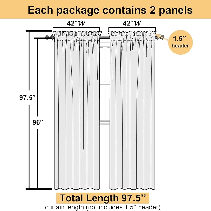 Sheer Curtains 96 Inches Long 2 Panels, Light Pink Farmhouse Voile Curtain - Image 4