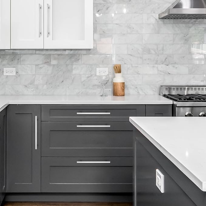 Ravinte Brushed Nickel Cabinet Handles 15 Pack 8-4/5 inch Satin Nickel Square Cabinet Pulls Silver Hardware for Kitchen Cabinets 11-3/10 inch Overall Length Stainless Steel Drawer Pulls