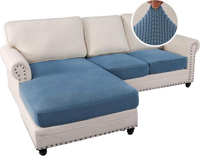 H.VERSAILTEX Sectional Couch Covers 3 Pieces Sofa Seat Cushion Covers L Shape - Image 2