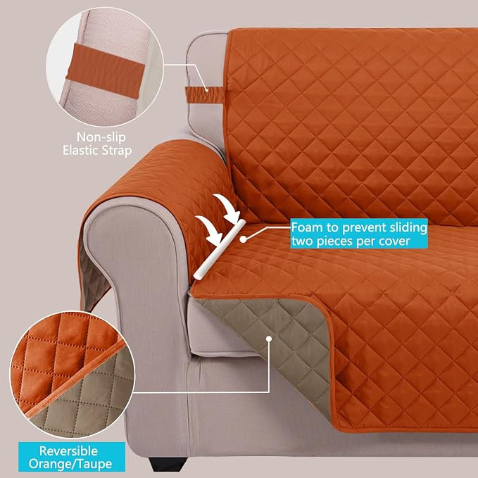 U-NICE HOME Reversible Recliner Chair Covers, Pet Friendly, Elastic Straps - Image 4