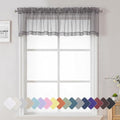 Charcoal Grey Sheer Curtains 14 Inch Length 2 Panels Set, Light Reducing Short by Lecloud