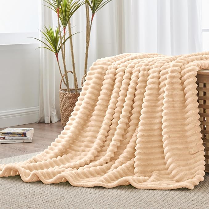 BEDELITE Ribbed Twin Blanket for Couch & Bed, Blush Sand, Warm Yet Lightweight - Image 7