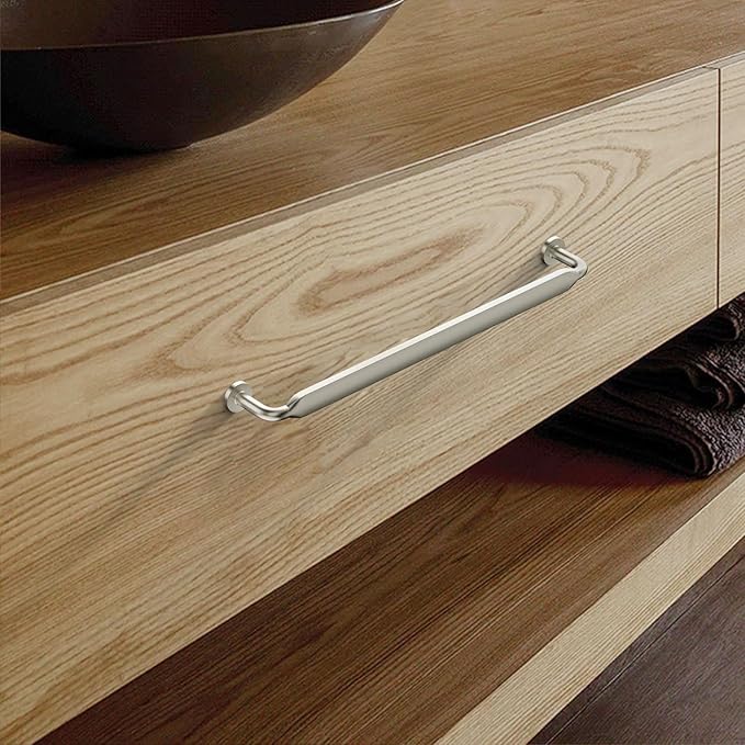 Asidrama 10 Pack 10 Inch(254mm) Brushed Satin Nickel Kitchen Cabinet Handles, Cabinet Pulls Kitchen Cabinet Hardware for Cupboard Drawer Pulls