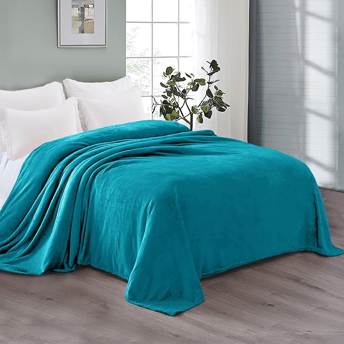 Exclusivo Mezcla Fleece Blanket Twin Size for Bed, Super Soft and Warm, All Season Use, Cozy, Plush, Lightweight, 60x80 Inches Teal