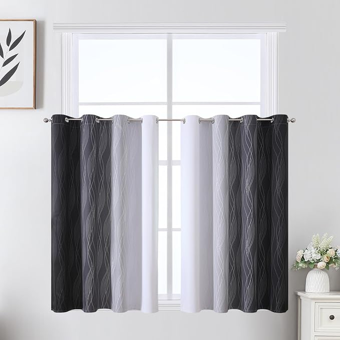 Black and Greyish White Ombre Blackout Curtains by ESTELARTEXTILER