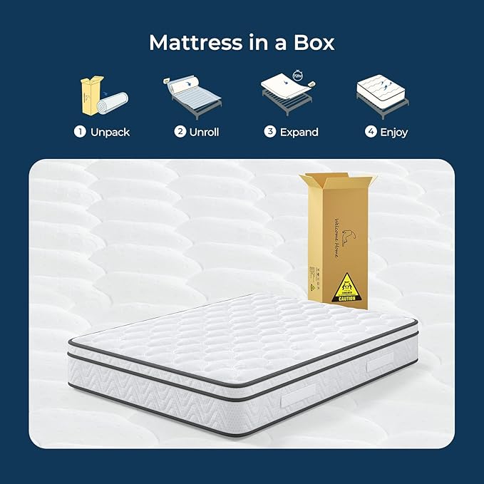 Vesgantti Queen Bed Mattress 9 Inch, Fiberglass-Free | Cool Sleep Hybrid Mattress in a Box - Memory Foam & Pocket Springs, Ergonomic Design, Pressure Relief, Medium Firm Feel, 60"×80"×9"