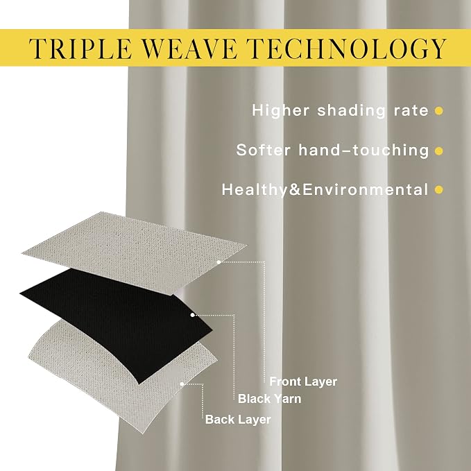 NICETOWN Natural Room Darkening Sliding Door Curtains, Window Treatment Thermal - Image 3