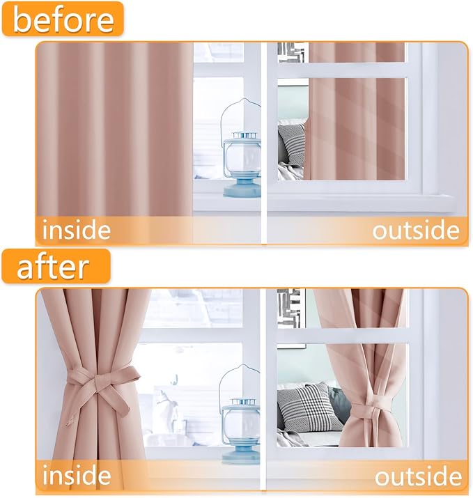 Blackout Curtains for Bedroom, 52 x 54 Inches Long, 2 Panels | Thermal Insulated - Image 4