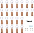 YJFWAL 24Pack 20LED Wine Bottle Lights with Cork, Cork Shape Silver Copper Wire Fairy Mini String Lights Fairy Lights Battery Operated for DIY, Party, Wedding, Christmas, Halloween Decor (Cool White)