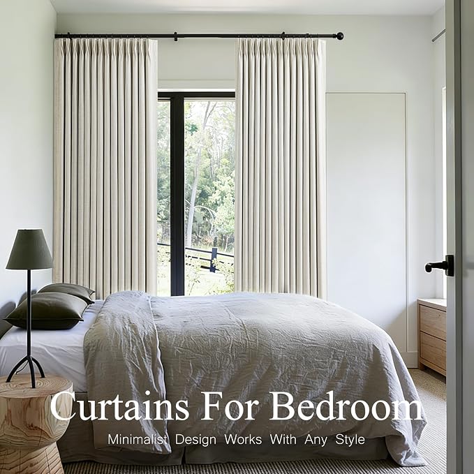 100% Blackout Pinch Pleated Linen Curtains 105 Inches Long - Image 5