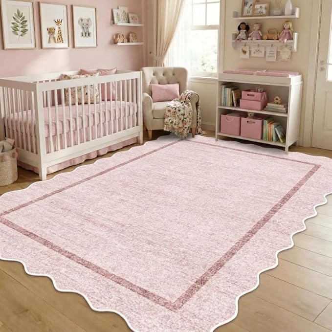 GarveeHome Scalloped Living Room Rug 5x7 Area Rug Washable Non Slip by GarveeHome