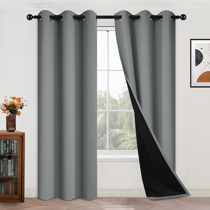 Yakamok Dove Grey 100% Blackout Curtains 84 Inches Long 42" Wide 2 Panel | by Yakamok