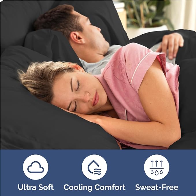Twin XL 4 Piece Sheet Set - Comfy Breathable & Cooling - Ultra Soft Hotel Luxury Bedding Set w/ 8-16 Inch Deep Pockets - 1 Flat & 1 Fitted Sheet & 2 Pillowcases - Wrinkle Free and Easy Care - Black