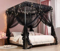 Mengersi Canopy Bed Curtains Bed Canopy Royal Luxurious Cozy Drapes Netting- Elegant Bed Sheer Bedroom Decoration Accessories for Adults,Black,California King