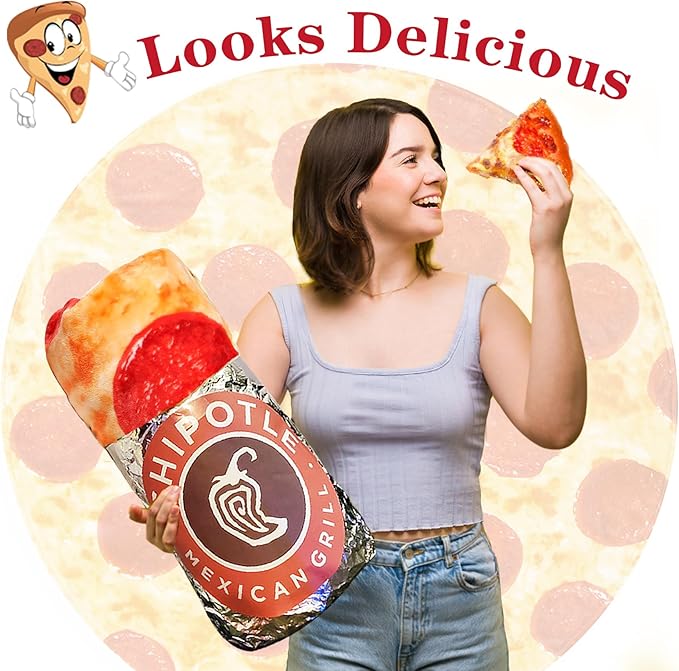 Jorbest Pizza Blanket Birthday Gifts for Women Men Teen Boys Girls, Double Sided Novelty Pizza Throw Blanket Funny Gifts for Adult and Kids, 285 GSM Soft Flannel Fun Food Blanket (Red, 47 inches)