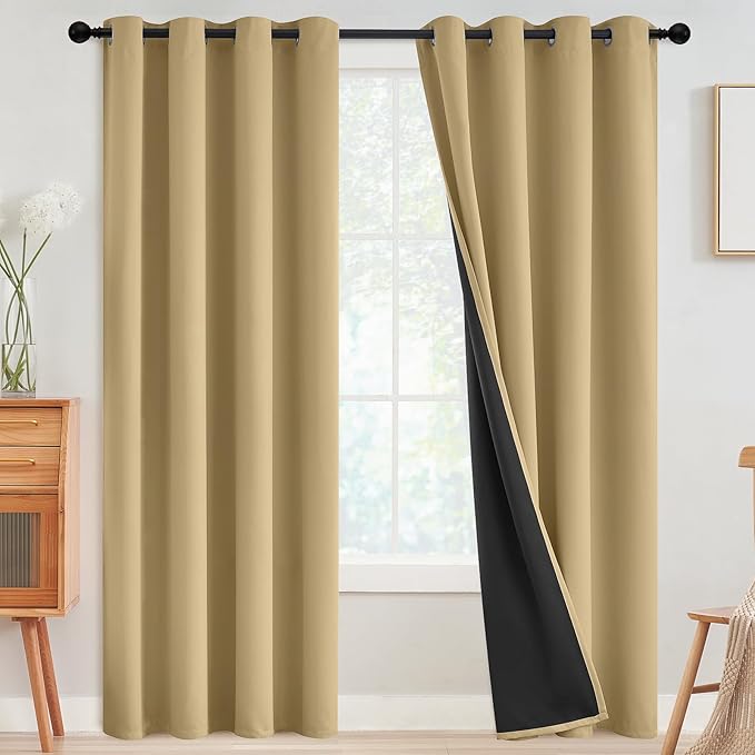 SimpleHome Biscotti Beige 100% Blackout Curtains Room Darken Living Room 84 | by SimpleHome
