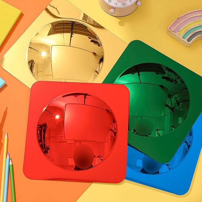 Geiserailie 16 Pcs Christmas Sensory Wall Mirror Acrylic Bubble Mirror Toys for Classroom Calming Corner Items - Sensory Room Have Visual, Tactile Stimulation (6 x 6 Inch,Mixed Color)