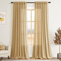 Gold Yellow Linen Curtains 102 Inches Long Rod Pocket Back Tab Drapes 2 Panels by Nanspring