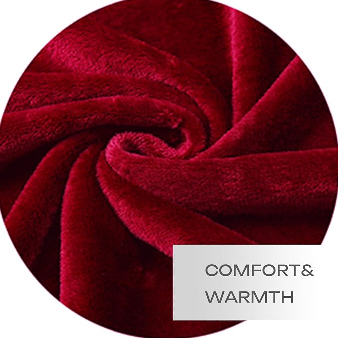 Red Fleece Plush Throw Blanket 108"x90"for Couch Sofa Fuzzy Cozy Flannel | - Image 4